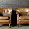 Bruin lederen Ralph Lauren clubfauteuil