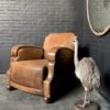 Art deco cognac kleur lederen club fauteuil