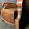 Art deco cognac kleur lederen club fauteuil