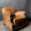 Art deco cognac kleur lederen club fauteuil