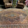 Hand-knotted vintage woolen Bidjar Persian carpet.