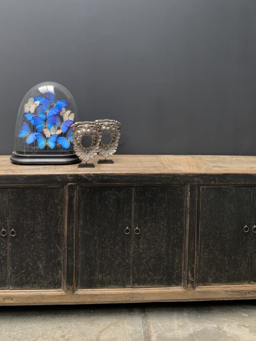 Großes antikes 6-türiges Sideboard mit wunderschöner schwarzer Patina