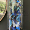 XXL bell jar with blue and white morpho butterflies
