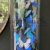 XXL bell jar with blue and white morpho butterflies