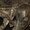 Massive bronze replica of a real lion skull.