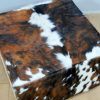 Pouf made of cowhide.