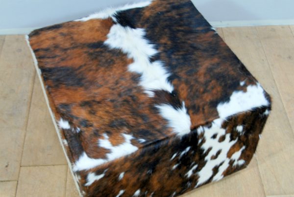 Pouf made of cowhide.