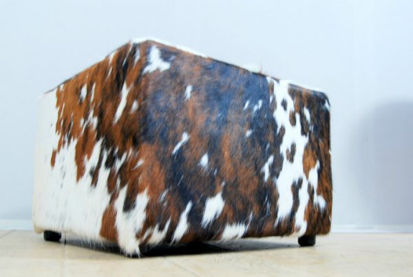 Pouf made of cowhide.