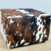 Pouf made of cowhide.