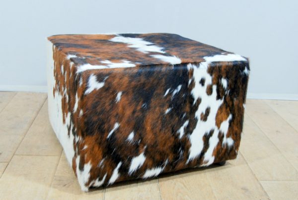 Pouf made of cowhide.