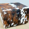 Pouf made of cowhide.