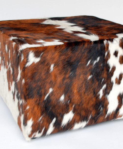 Pouf made of cowhide.