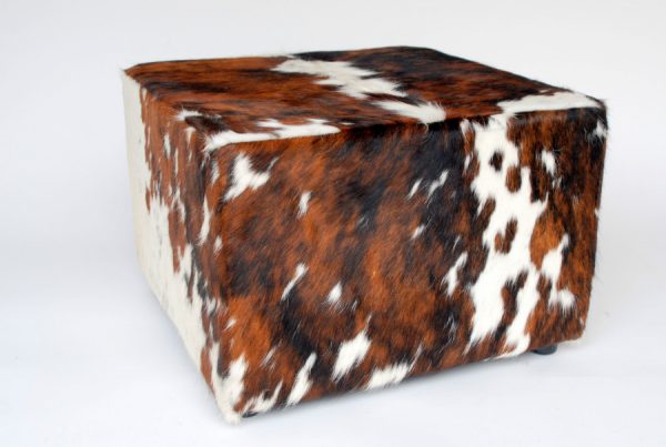 Pouf made of cowhide.
