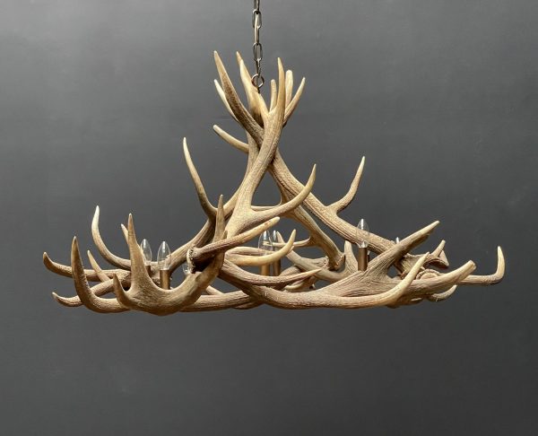 Round antler chandelier of red deer antlers