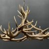 Round antler chandelier of red deer antlers