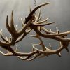 Round antler chandelier of red deer antlers