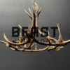 Round antler chandelier of red deer antlers