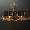 Round antler chandelier of red deer antlers