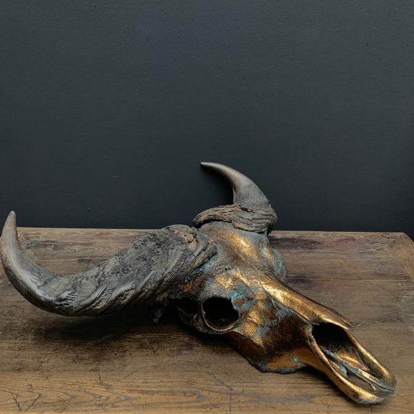 Special high quality metallized (bronze) skull of a Cape buffalo