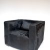 Pouf made of cowhide.