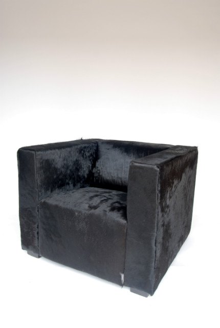 Armchair made of black cowhide