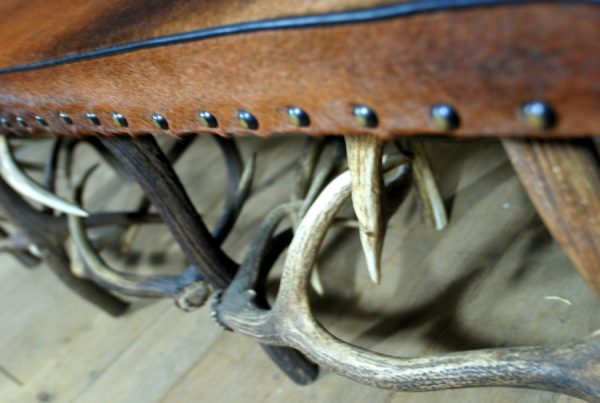 Bench made from deer antlers