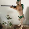 Mounted hare with gun. Hunting hare