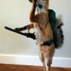 Mounted hare with gun. Hunting hare