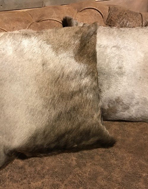 High-quality cushions made of blue wildebeest skin