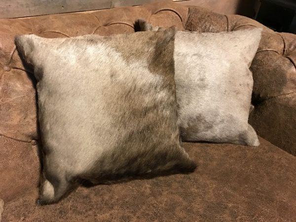 High-quality cushions made of blue wildebeest skin