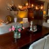 Attractive antler lamp as dining table lighting