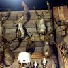 Large collection of stuffed deer heads