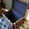 Large handmade suitcase lined with zebra skin