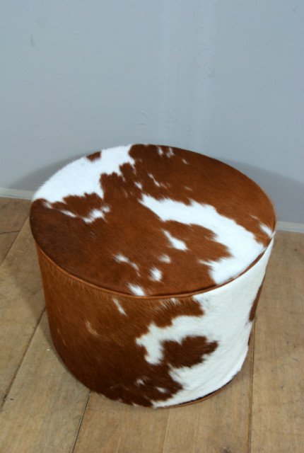 Pouf made of cowhide