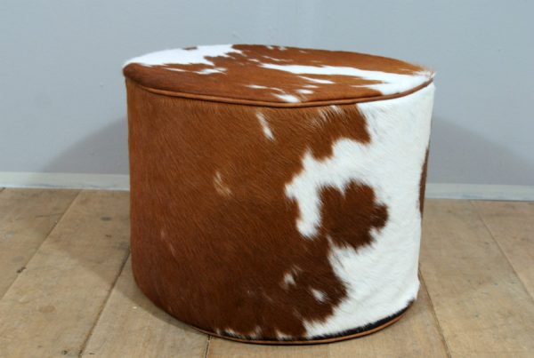 Pouf made of cowhide