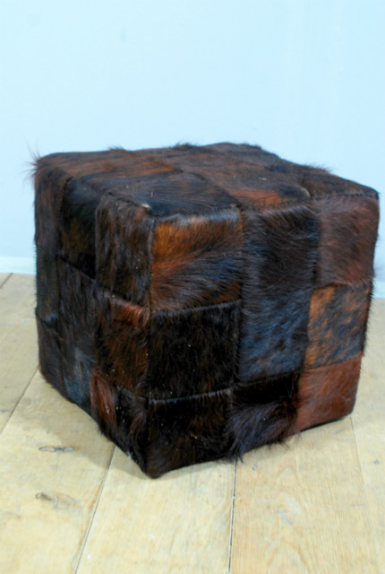 Pouf made of cowhides, patchwork