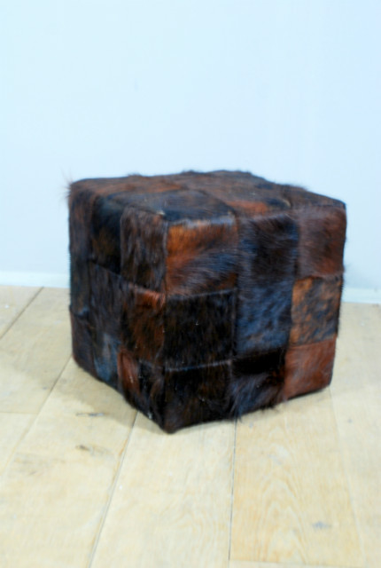 Pouf made of cowhides, patchwork