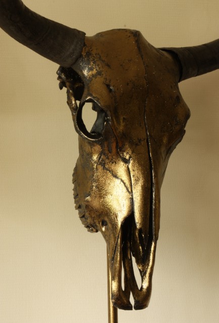 Special high-quality metallized (bronze) skull of a yakl