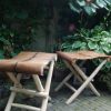 Stools made of wood and goat skin