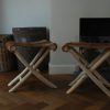 Stools made of wood and goat skin