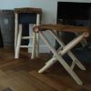 Stools made of wood and goat skin