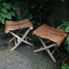 Stools made of wood and goat skin