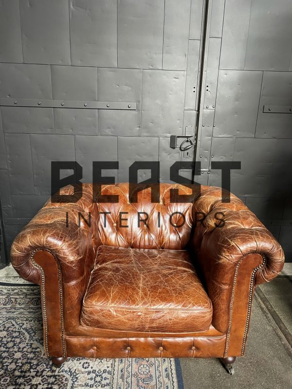 Vintage lederen Chesterfield fauteuil