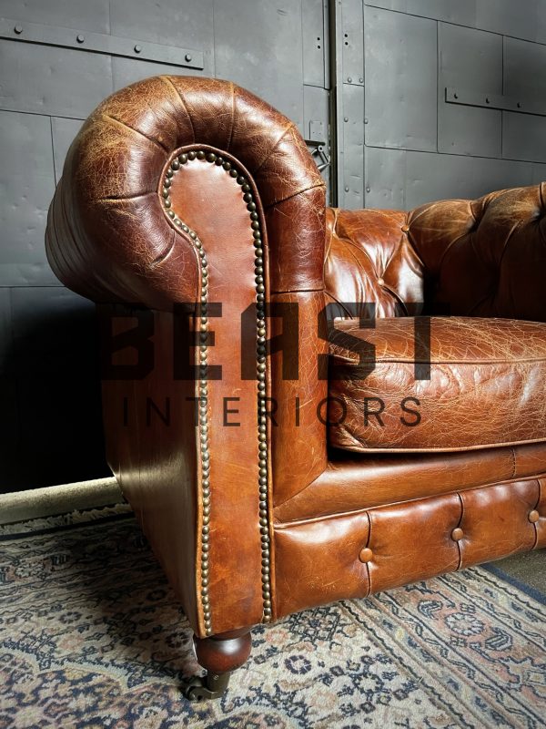 Vintage lederen Chesterfield fauteuil