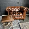 Vintage lederen Chesterfield fauteuil