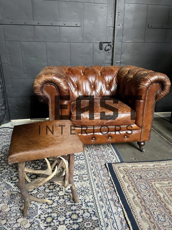 Vintage lederen Chesterfield fauteuil