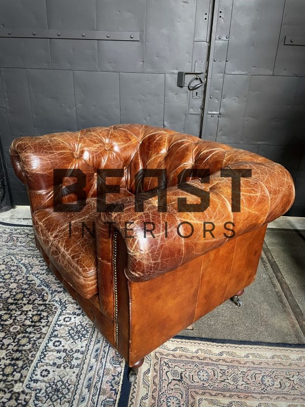 Vintage lederen Chesterfield fauteuil