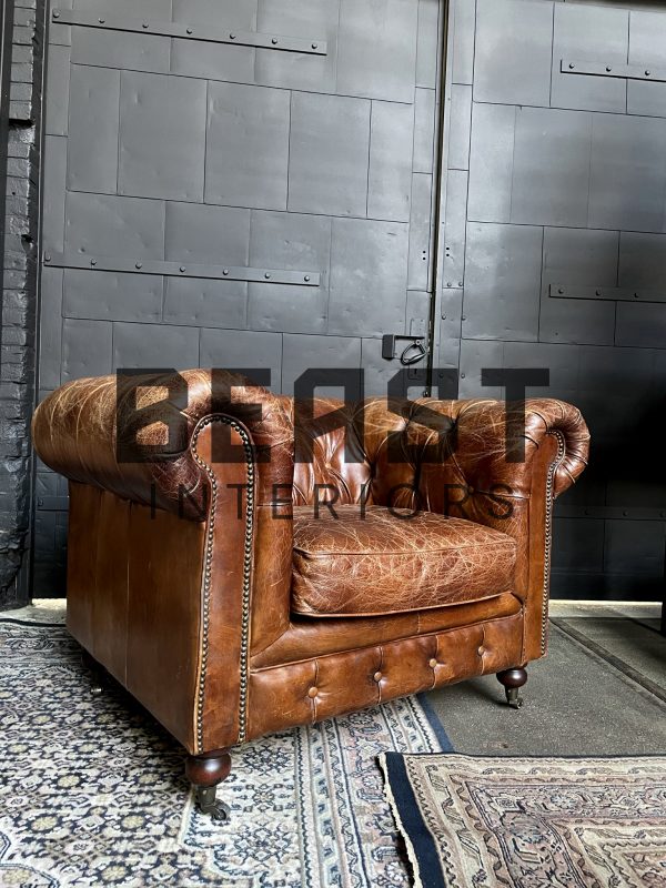 Vintage lederen Chesterfield fauteuil