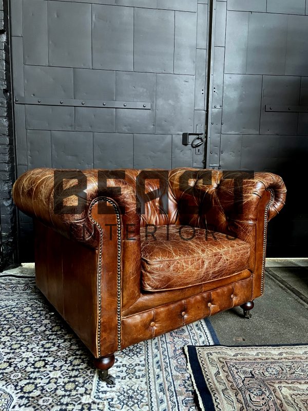 Vintage lederen Chesterfield fauteuil