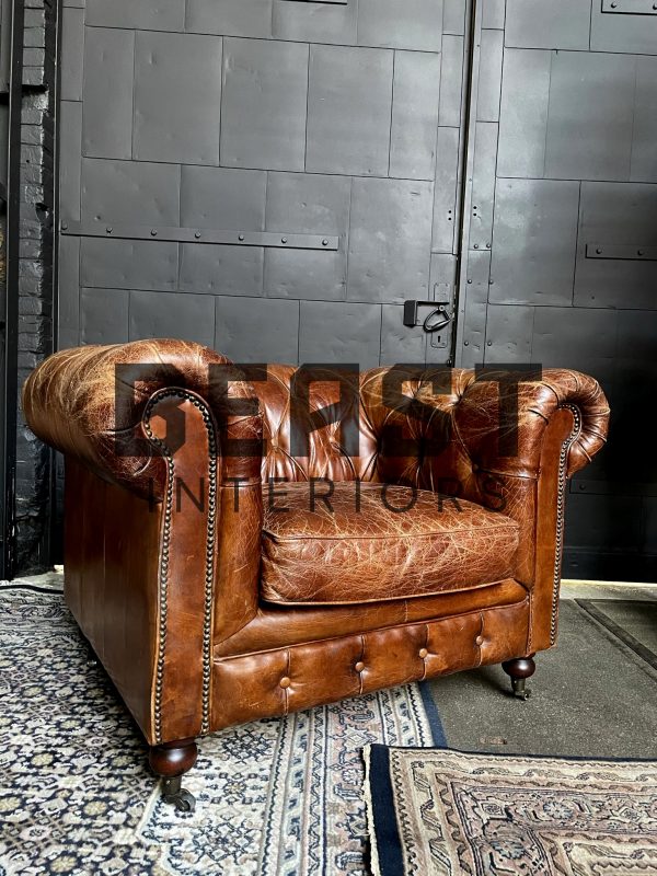 Vintage lederen Chesterfield fauteuil